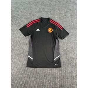Manchester United Adidas Training Jersey Small Black Red Aeroready Soccer Logo